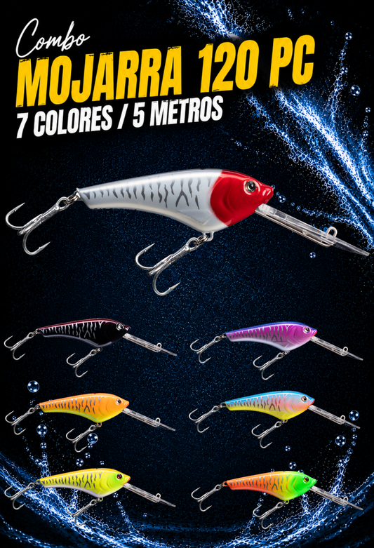 Combo x7 Mojarra 120 Paleta Corta - 5 m - Trolling / Baitcasting