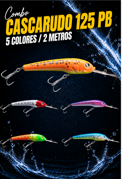 Combo x5 Cascarudo 125 Paleta Babero- 2 m - Baitcasting
