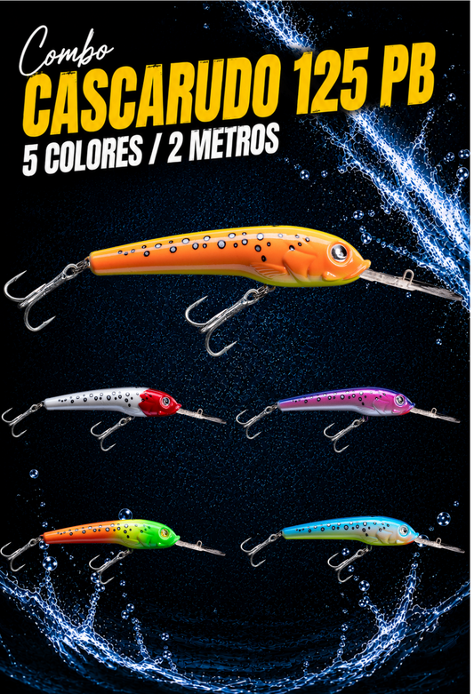 Combo x5 Cascarudo 125 Paleta Babero- 2 m - Baitcasting