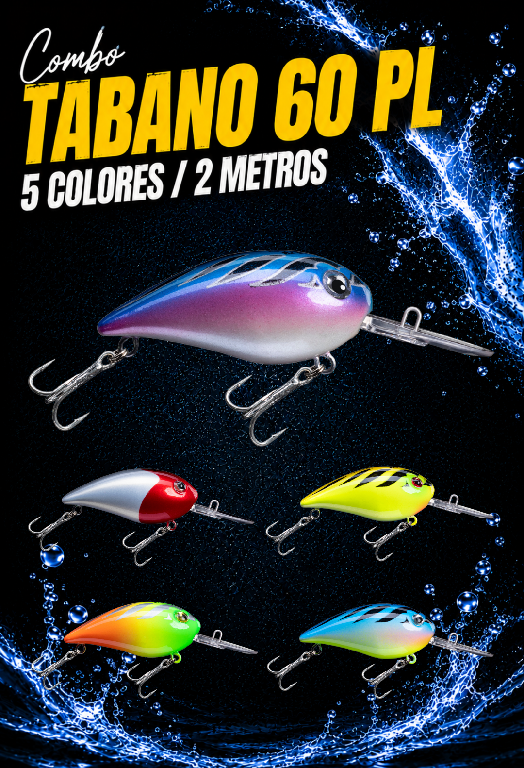 Combo x5 Tábano 60 Paleta Larga - 2 m - Baitcasting