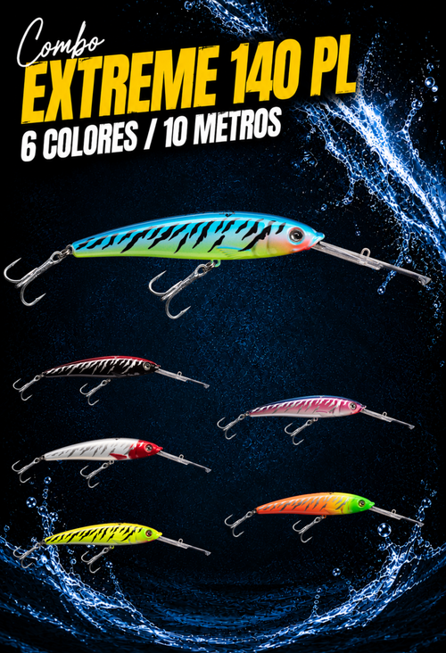 Combo x6 Extreme 140 Paleta Larga - 10 m - Trolling