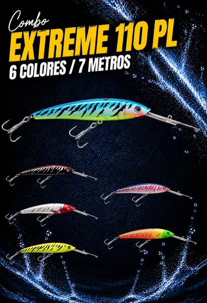 Combo x6 Extreme 110 Paleta Larga - 7 m - Trolling